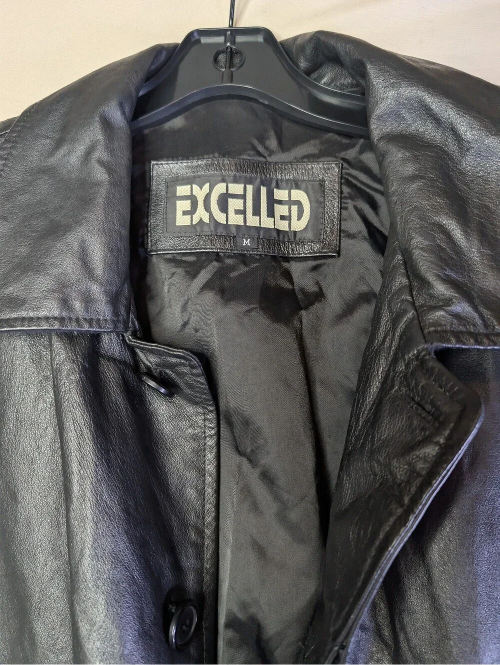 Excelled Black Leather Jacket with Polyester Lining